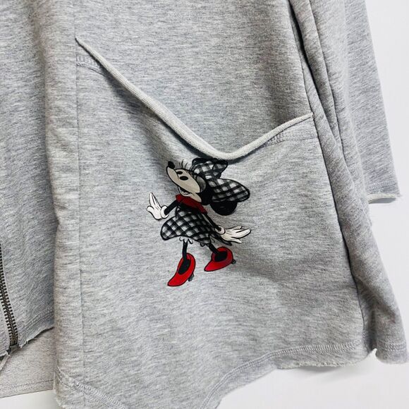 Disney Parks Women's Oversized Minnie Mouse Full Zip Up Hooded Jacket Sz Sm Gray - Picture 3 of 8